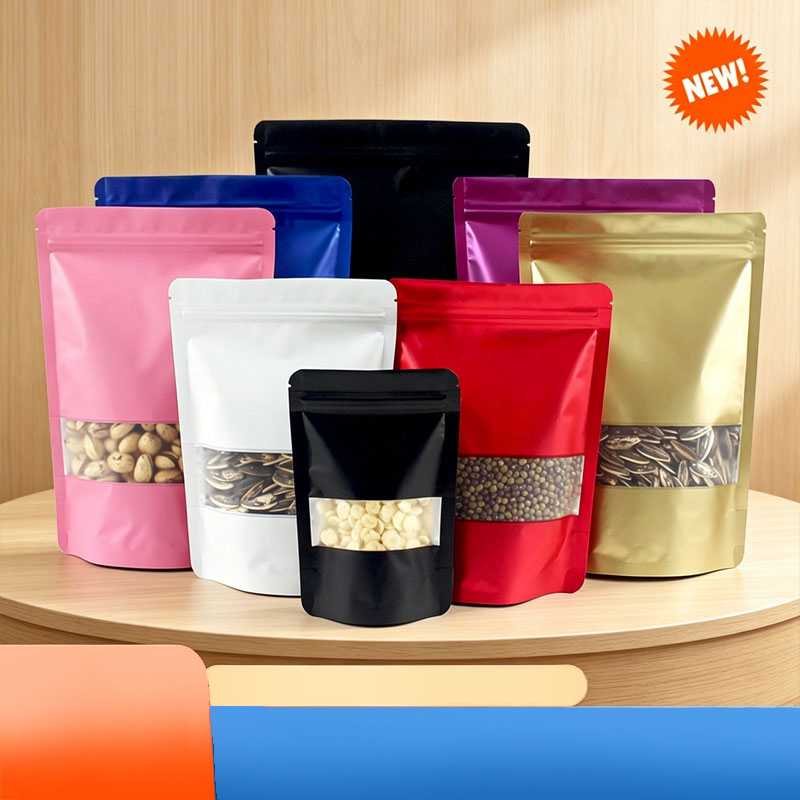 1 Colorful Matte Aluminum Windowed Stand-up Pouches - Image 1