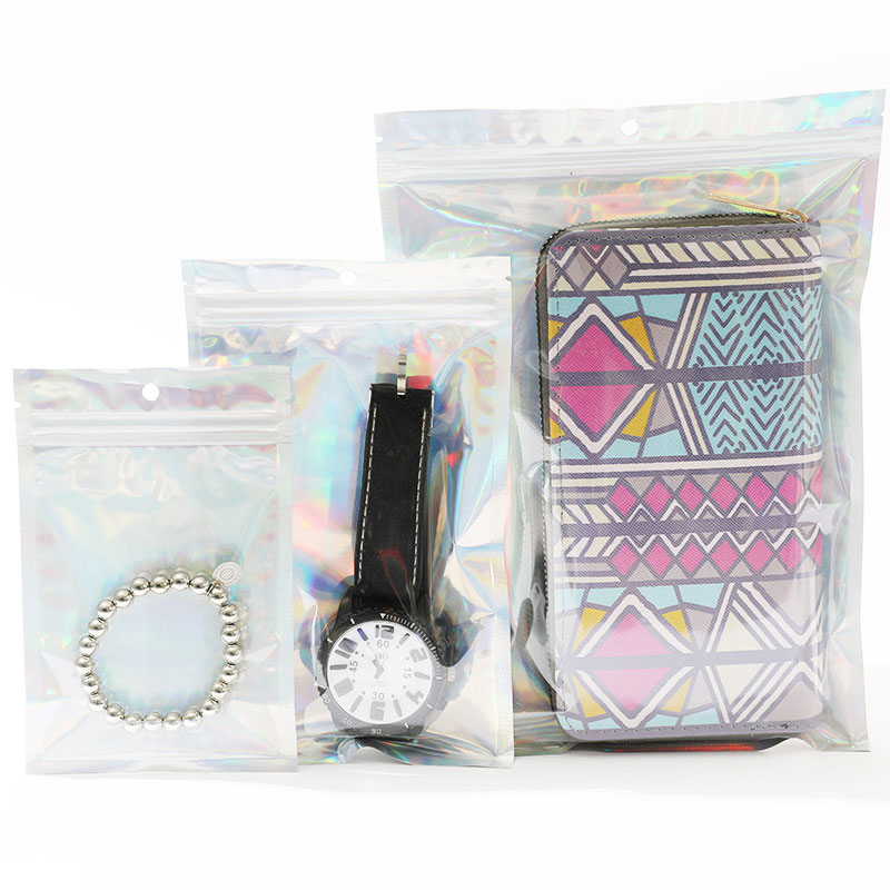 3 Laser Holographic Flat Bottom Zipper Bags - Image 1